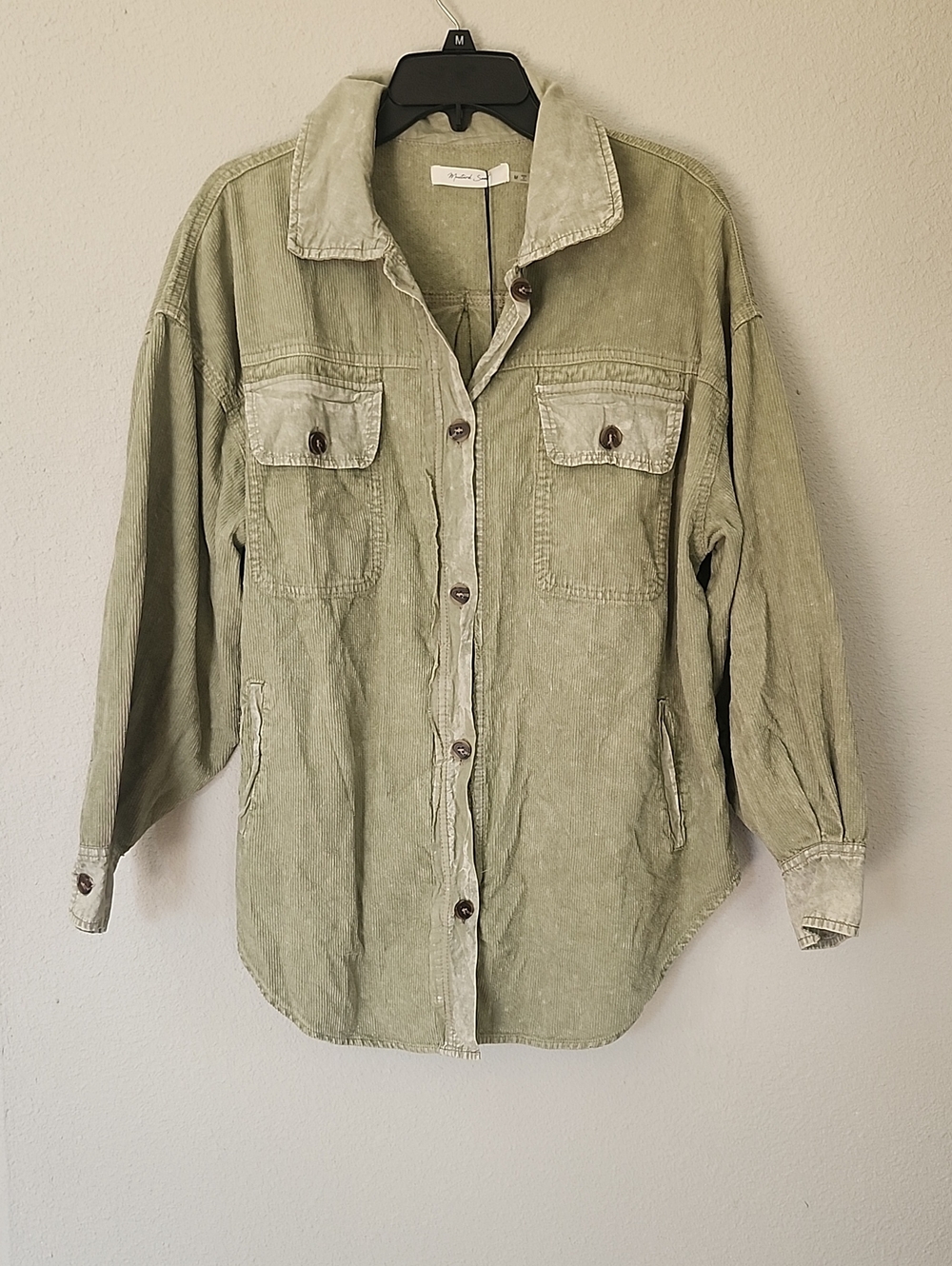 Mustard Seed Faded Sage Green Button-Front Utility Shirt